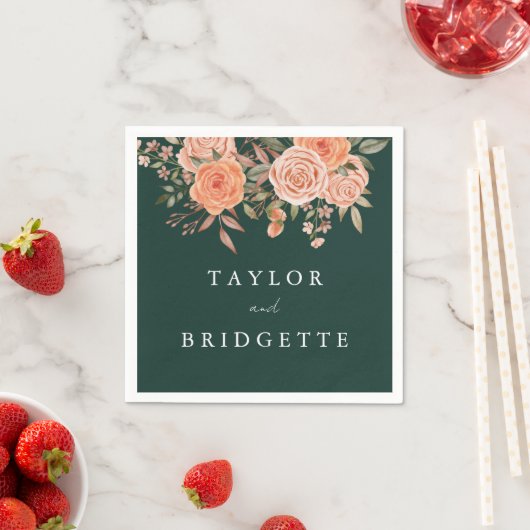Elegante Emerald Green Floral Hochzeit im Herbst W Serviette (Beispiel)