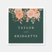 Elegante Emerald Green Floral Hochzeit im Herbst W Serviette (Vorderseite)