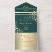 Elegante Emerald Green Floral Wedding All In One Einladung (Innen Boden)