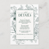 Elegante Emerald Green Floral Wedding Details Begleitkarte (Vorderseite)