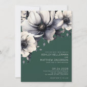 Elegante Emerald Green Floral Wedding Einladung (Vorderseite)