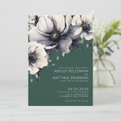 Elegante Emerald Green Floral Wedding Einladung (Stehend Vorderseite)
