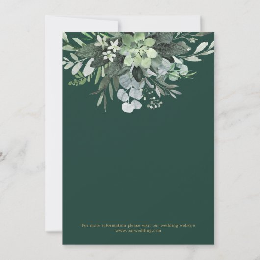 Elegante Emerald Green Foto Wedding Save The Date (Rückseite)