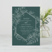 Elegante Emerald Green Geometric Floral Wedding Einladung (Stehend Vorderseite)