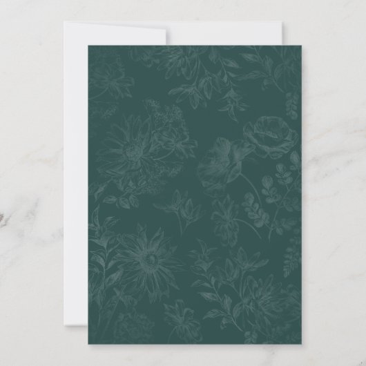 Elegante Emerald Green Geometric Floral Wedding Einladung (Rückseite)