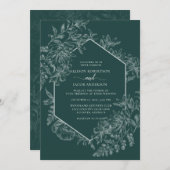 Elegante Emerald Green Geometric Floral Wedding Einladung (Vorne/Hinten)