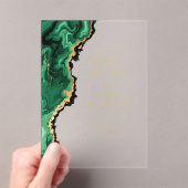 Elegante Emerald Green Gold Agate Wedding Acryleinladungen (Insitu (Handheld))