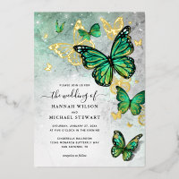 Elegante Emerald Green Gold Butterfly Wedding Real