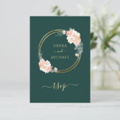 Elegante Emerald Green Gold Floral Wedding RSVP Karte (Stehend Vorderseite)