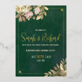 Elegante Emerald Green Gold Foil Wedding Folieneinladung (Vorderseite)