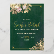 Elegante Emerald Green Gold Foil Wedding