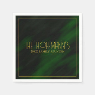 Elegante Emerald Green Gold Frame Family Wiederseh Serviette