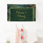 Elegante Emerald Green & Gold Glitzer Wedding Banner (Insitu)