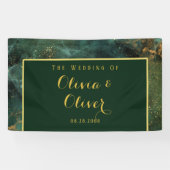 Elegante Emerald Green & Gold Glitzer Wedding Banner (Horizontal)