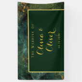Elegante Emerald Green & Gold Glitzer Wedding Banner (Vertikal)