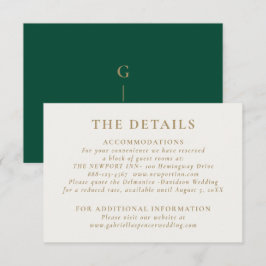 Elegante Emerald Green Gold Hochzeiten Details Begleitkarte