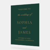 Elegante Emerald Green Gold Minimalistische Hochze Acrylschild (Winkel)