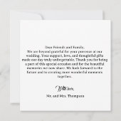 Elegante Emerald Green & Gold Script Wedding Dankeskarte (Rückseite)