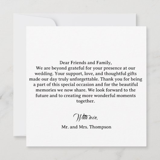 Elegante Emerald Green & Gold Script Wedding Dankeskarte (Rückseite)