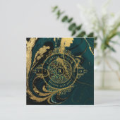 Elegante Emerald Green Gold Verziert Vintage WEDDI Einladung (Stehend Vorderseite)