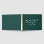 Elegante Emerald Green Gold Wedding Gästebuch (Voll)