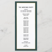 Elegante Emerald Green Gold Winter Holiday Wedding Programm (Rückseite)