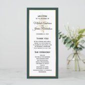 Elegante Emerald Green Gold Winter Holiday Wedding Programm (Stehend Vorderseite)