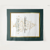 Elegante Emerald Green Gold Winter Wedding Wandteppich (Vorderseite (Horizontal))