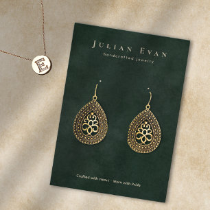 Elegante Emerald Green Jewelry Earring Display Visitenkarte