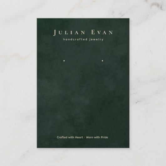 Elegante Emerald Green Jewelry Earring Display Visitenkarte (Vorderseite)
