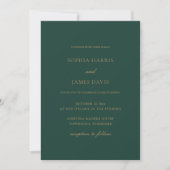 Elegante Emerald Green Minimal Wedding All in One Einladung (Vorderseite)
