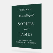 Elegante Emerald Green Minimalistisch Wedding Acrylschild (Winkel)