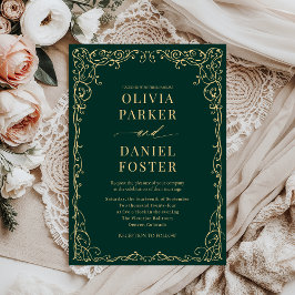 Elegante Emerald Green Minimalistisch Wedding Einladung