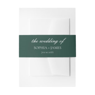 Elegante Emerald Green Minimalistisch Wedding Einladungsbanderole