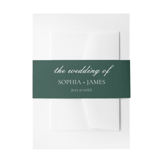 Elegante Emerald Green Minimalistisch Wedding Einladungsbanderole (Vorderseite Beispiel)