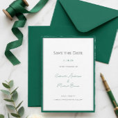 Elegante Emerald Green Minimalistisch Wedding Rett Save The Date