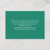 Elegante Emerald Green QR Code Website RSVP Card Begleitkarte (Rückseite)