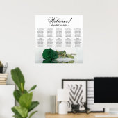 Elegante Emerald Green Rose 10 Table Seating Chart Poster (Heimbüro)