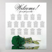 Elegante Emerald Green Rose 16 Table Seating Chart Poster (Vorne)