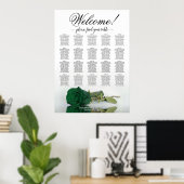 Elegante Emerald Green Rose 20 Table Seating Chart Poster (Heimbüro)