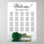 Elegante Emerald Green Rose 20 Table Seating Chart Poster (Vorne)