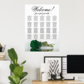 Elegante Emerald Green Rose 20 Table Seating Chart Poster (Heimbüro)
