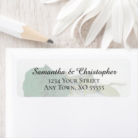 Elegante Emerald Green Rose Wedding Rücksendeadres (Insitu)