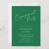 Elegante Emerald Green Script Engagement Party Einladung (Vorderseite)