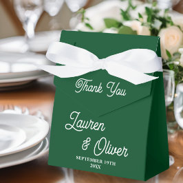 Elegante Emerald Green Script Minimalistisch Weddi Geschenkschachtel