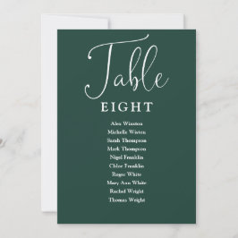 Elegante Emerald Green Seating Chart-Tischnummer Einladung