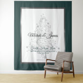 Elegante Emerald Green Silver Winter Wedding Wandteppich (Beispiel)