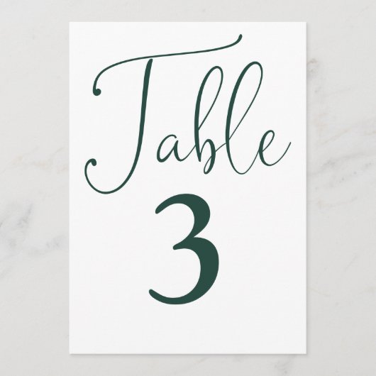 Elegante Emerald Green Simple Large Tischnummer (Vorderseite)