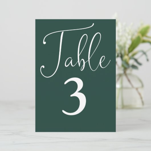 Elegante Emerald Green Simple Large Tischnummer (Stehend Vorderseite)