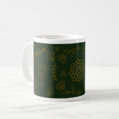 Elegante Emerald Green und Gold Floral Folk Tasse (Vorderseite Links)